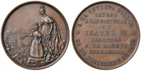 Isabella II. 1833 - 1868
Spanien. Cu Medaille, 1836. auf die Verkündigung von Bilbao, auf die Aufhebung der Belagerung von Bilbao (Erster Karlistenkri...