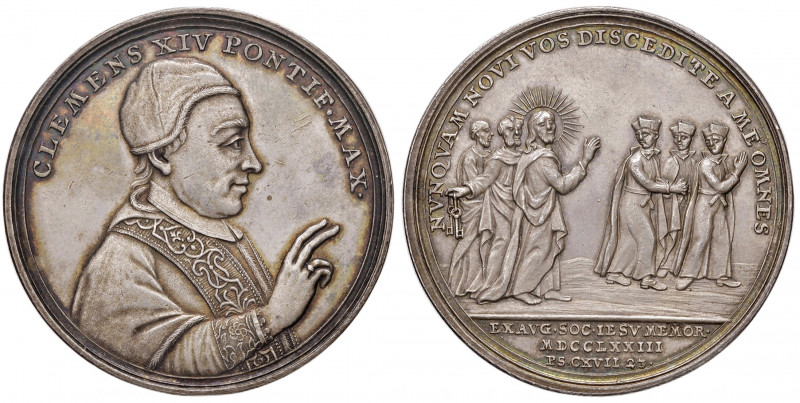 Clemens XIV. 1769 - 1774
Vatikan. Ag Medaille, 1773. auf die Aufhebung des Jesui...