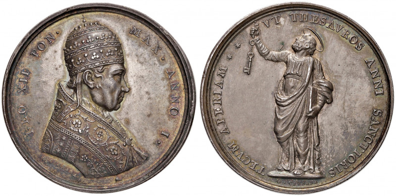 Papst Leo XII. 1823 - 1829
Vatikan. Ag Medaille, o. J., ANNO I (1823/1924). auf ...