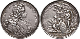 Leopold I. 1657 - 1705
Ag Medaille, 1704. auf die Einnahme der Stadt Landau, auf die 2. Einnahme von Landau. Belorbeertes Brustbild Kaiser Josephs I. ...