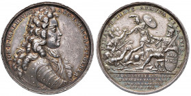Leopold I. 1657 - 1705
Ag Medaille, 1704. auf den Sieg von Marlborough über die Franzosen und Bayern in der Schlacht bei Hochstädt und Blindheim sowie...