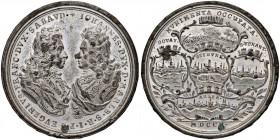 Joseph I. 1705 - 1711
Sn Medaille, 1710. auf die Einnahme diverser Städte und die Erfolge von Prinz Eugen und Herzog von Marlborough in Flandern, Obv:...