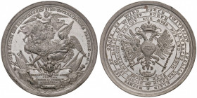 Karl VI. 1711- 1740
Sn Medaille, 1737. auf den Frieden mit Frankreich. Engel (Faustina) mit Füllhorn in der Linken liegt nach l. und hält mit der Rech...