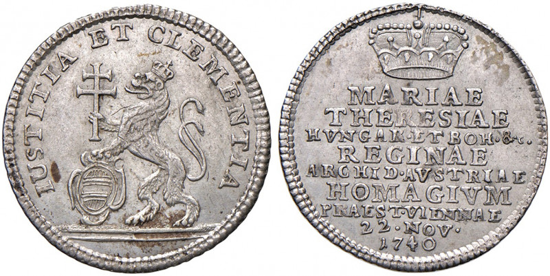 Maria Theresia 1740 - 1780
Ag - Jeton, 1740. auf die Huldigung der niederösterre...