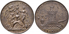 Maria Theresia 1740 - 1780
Cu Medaille, 1743. sogenannte Spottmedaille auf die Krönung zur Königin von Ungarn, Fama und Iustitia halten Krone über Kai...