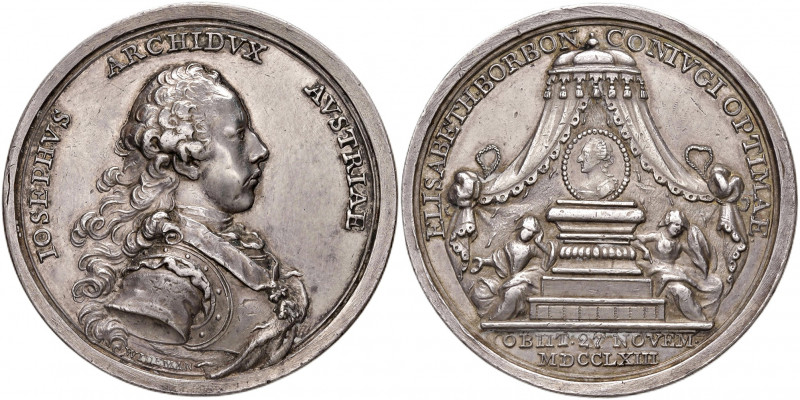 Maria Theresia 1740 - 1780
Ag Medaille, 1763. auf den Tod der Kronprinzessin Eli...