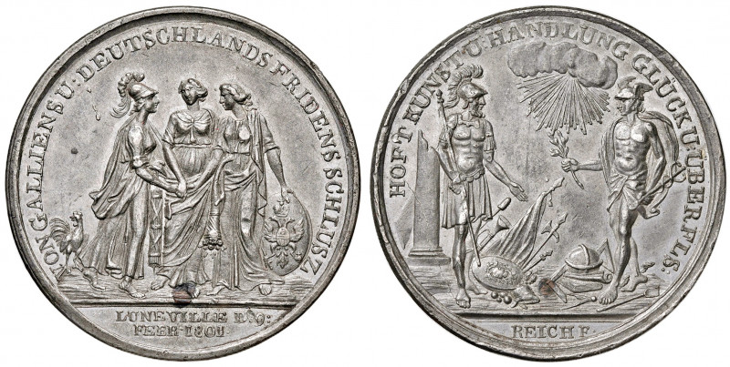 Franz II. 1792 - 1806
Sn Medaille, 1801. auf den Frieden von Luneville, Av: Gall...