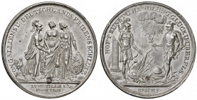Franz II. 1792 - 1806
Sn Medaille, 1801. auf den Frieden von Luneville, Av: Gallia, Germania und Abundantia reichen sich die Hände. Rv. Mars hat die W...