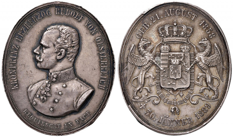 Franz Joseph I. 1848 - 1916
Ag Medaille, 1889. auf den Tod des Kronprinzen Erzhe...