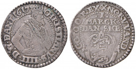 Christian IV. 1588 - 1648
Dänemark. 1 Mark, 1617. Kopenhagen
8,38g
KM 52, Hede 99
ss