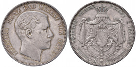 Friedrich I. 1852 - 1856
Deutschland, Baden. Doppeltaler / 3 1/2 Gulden, 1854. Dresden
37,08g
Thun 28, AKS 114
ss/vz