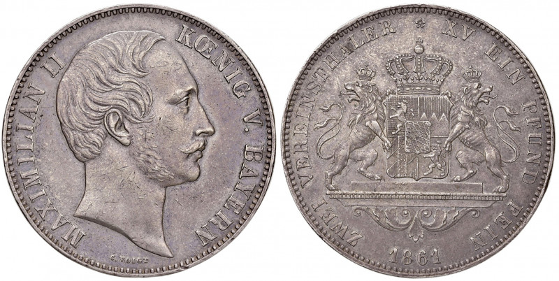 Maximilian II. 1848 - 1864
Deutschland, Bayern. Vereinsdoppeltaler / 3 1/2 Gulde...