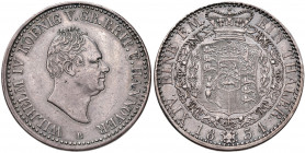 Wilhelm IV. 1830 - 1837
Deutschland, Braunschweig-Calenberg-Hannover. Taler, 1834. B Hannover
22,21g
AKS 62, Jaeger 49, Davenport 662
ss