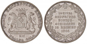 Stadt
Deutschland, Bremen. Taler, 1865. 2. Deutsches Bundesschießen
B Hannover
17,65g
AKS 16, Jaeger 27, Kahnt 163, Dav. 628
stgl