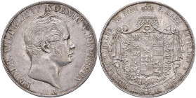 Friedrich Wilhelm IV. 1840 - 1861
Deutschland, Preussen. Doppeltaler / 3 1/2 Gulden, 1845. A Dresden
37,18g
Thun 258
ss