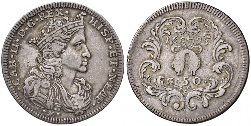 Karl II. von Spanien 1665 - 1700
Italien, Neapel und Sizilien. 1/2 Ducatone, 169...