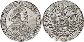 Ferdinand III. 1637 - 1657
Taler, 1655. KB Kremnitz
28,43g
Her. 482a
Kratzer im Avers
vz/stgl
