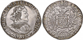 Ferdinand III. 1637 - 1657
Taler, 1657. KB Kremnitz
28,73g
Her. 487
vz/stgl