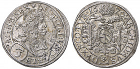 Leopold I. 1657 - 1705
3 Kreuzer, 1670. Wien
1,99g
Her. 1317
f.stgl
