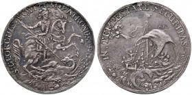 Leopold I. 1657 - 1705
St. Georgstaler, (um 1682) o. Jahr. Sign. R ( C. H. Roth ), von Chr. Herm. Roth (1645-1690)
Kremnitz
23,94g
Huszar 8
SF. am Ran...