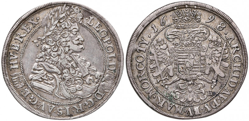 Leopold I. 1657 - 1705
1/2 Taler, 1698. KB Kremnitz
14,29g
Her. 848
ss