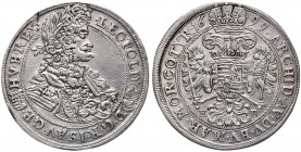 Leopold I. 1657 - 1705
1/2 Taler, 1699. KB Kremnitz
14,06g
Her. 849
Schlagspur am Rand
f.vz0
