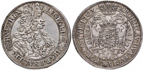 Leopold I. 1657 - 1705
1/2 Taler, 1703. KB Kremnitz
14,46g
Her. 854
vz/f.stgl