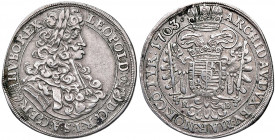Leopold I. 1657 - 1705
1/2 Taler, 1703. K-B Kremnitz
13,22g
Her. 854, Huszár 1404
ss/ss+