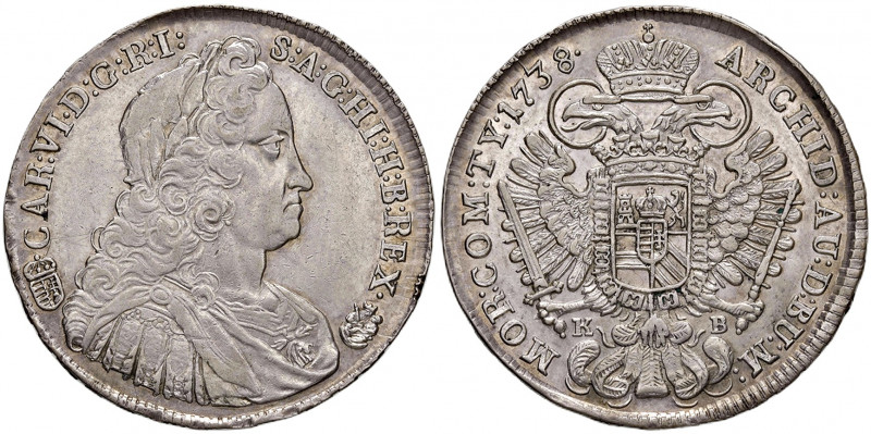 Karl VI. 1711 - 1740
1/2 Taler, 1738. KB Kremnitz
14,42g
Her. 554
f.vz/vz