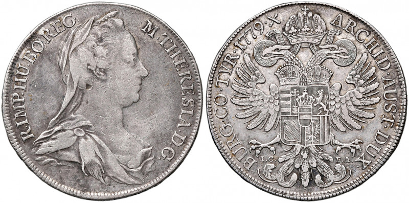 Maria Theresia 1740 - 1780
Taler, 1779. IC-FA Wien
27,83g
Fr. 113, Her. 436, Eyp...