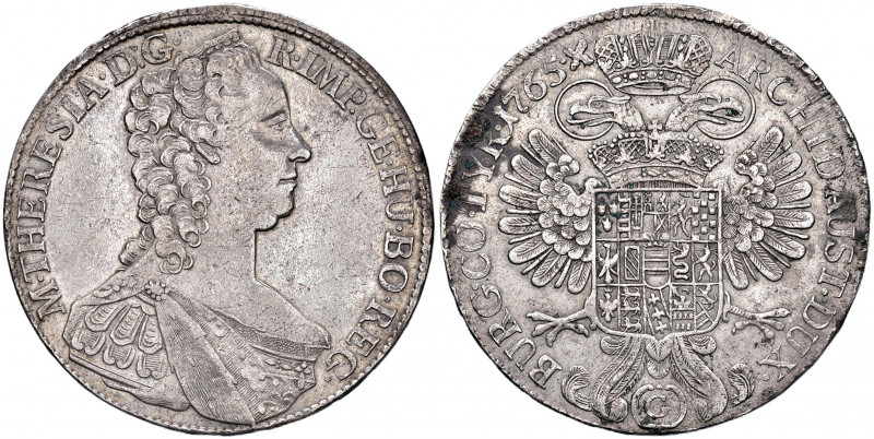 Maria Theresia 1740 - 1780
Taler, 1765. G Günzburg
27,81g
Fr. 746, Her. 491, Eyp...