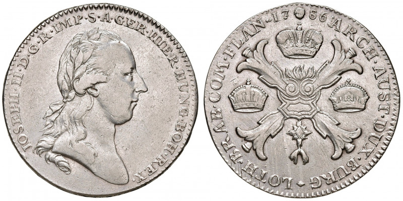 Joseph II. als Alleinregent 1780 - 1790
Kronentaler, 1786. Brüssel
29,43g
Her. 1...