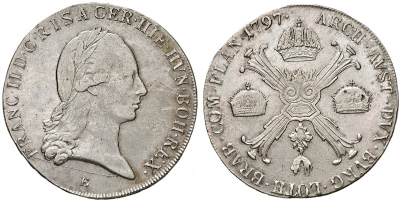 Franz II. 1792 - 1806
Kronentaler, 1794. E Karlsburg
29,40g
Her. 477
ss