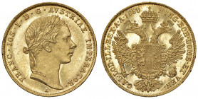 Franz Joseph I. 1848 - 1916
Dukat, 1858. A Wien
3,49g
Fr. 1186
min. Randfehler
f.stgl/stgl