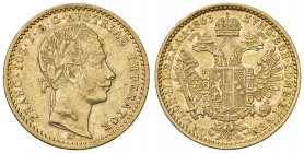 Franz Joseph I. 1848 - 1916
Dukat, 1863. A Wien
3,48g
Fr. 1207
ss