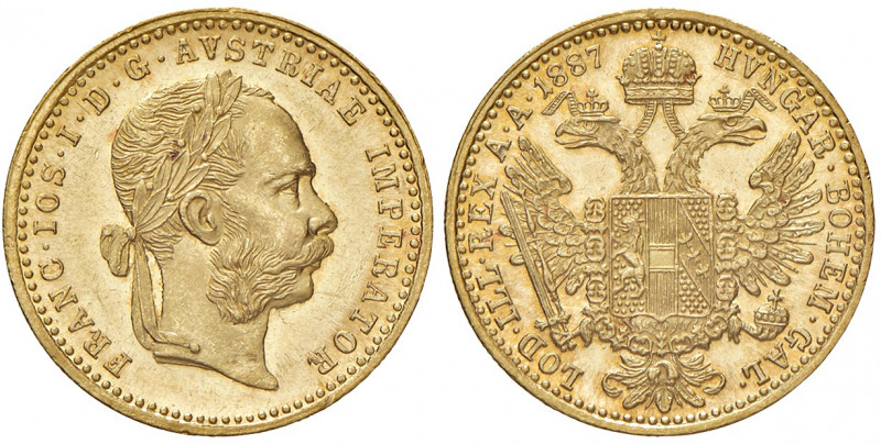 Franz Joseph I. 1848 - 1916
Dukat, 1887. Wien
3,50g
Fr. 1246
vz/stgl