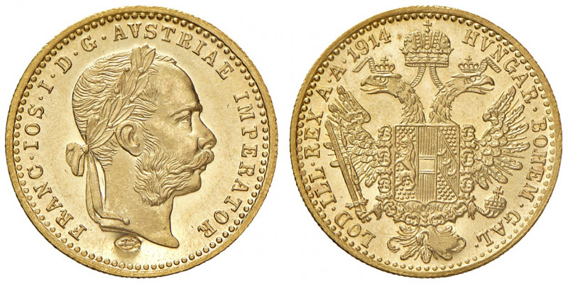 Franz Joseph I. 1848 - 1916
Dukat, 1914. Wien
3,49g
Fr. 1273
f.stgl/stgl