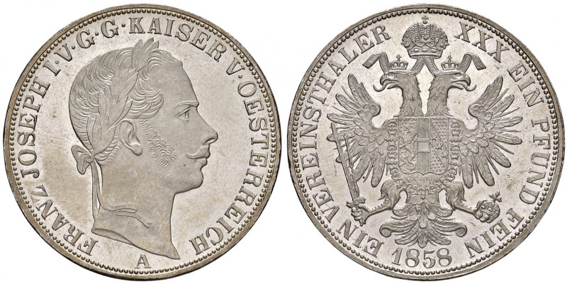 Franz Joseph I. 1848 - 1916
Vereinstaler / 1 1/2 Gulden, 1858. A Wien
18,57g
Fr....