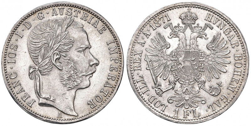 Franz Joseph I. 1848 - 1916
1 Gulden / 1 Florin, 1871. A Wien
12,34g
Fr. 1490
vz...