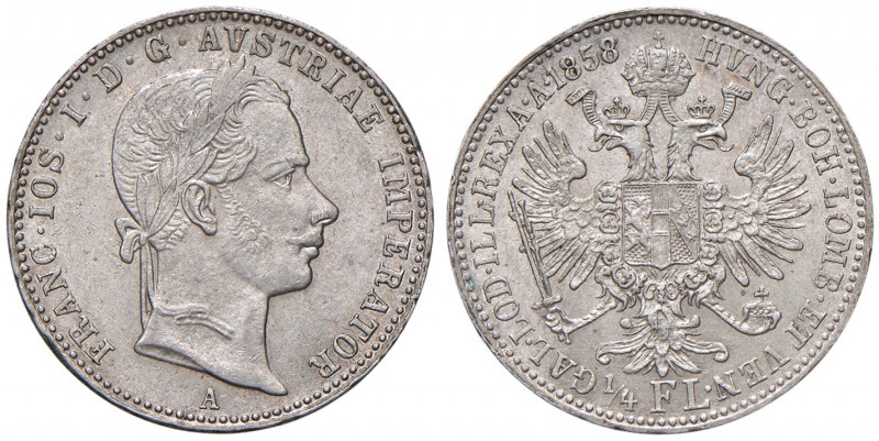 Franz Joseph I. 1848 - 1916
1/4 Gulden / 1/4 Florin, 1858. A Wien
5,33g
Fr. 1518...