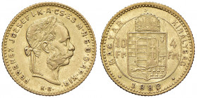 Franz Joseph I. 1848 - 1916
4 Forint, 1888. KB Kremnitz
3,20g
Fr. 1762
vz