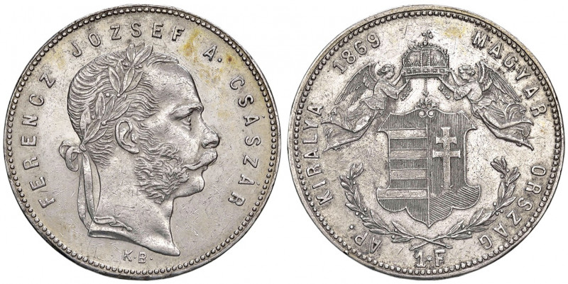 Franz Joseph I. 1848 - 1916
1 Forint, 1869. K-B Kremnitz
12,36g
Fr. 1771
f.vz/vz