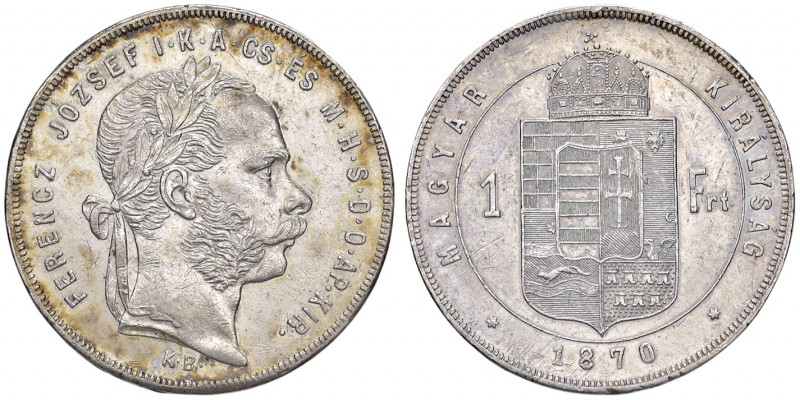 Franz Joseph I. 1848 - 1916
1 Forint, 1870. K-B Kremnitz
12,40g
Fr. 1773
vz