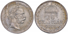 Franz Joseph I. 1848 - 1916
10 Krajczar, 1869. K-B Kremnitz
1,64g
Fr. 1815
stgl