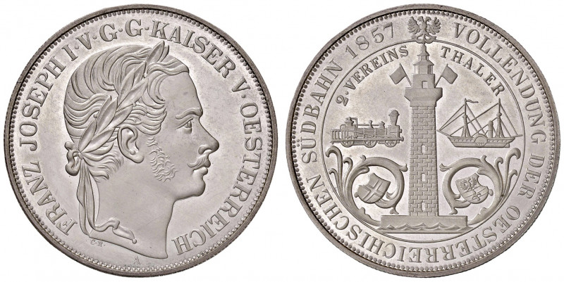 Franz Joseph I. 1848 - 1916
2 Vereinstaler - Südbahn, 1857. Restrike / Copy / Ko...