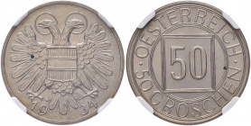 50 Groschen, 1934
1. Republik 1918 - 1933 - 1938. in NGC Holder. Wien
Her. 50
MS 64