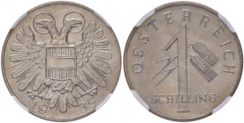 1 Schilling, 1935
1. Republik 1918 - 1933 - 1938. in NGC Holder. Wien
Her. 49
MS 63
