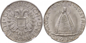 5 Schilling, 1934
1. Republik 1918 - 1933 - 1938. in NGC Holder. Wien
Her. 29
MS 64