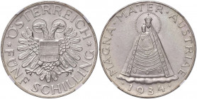 5 Schilling, 1934
1. Republik 1918 - 1933 - 1938. in NGC Holder. Wien
Her. 29
MS 64+