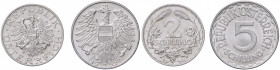 2 + 5 Schilling, 1946 / 1952
2. Republik 1945 - heute. Wien. 2,83g , 3,74g
Her. 37 / 51
stgl